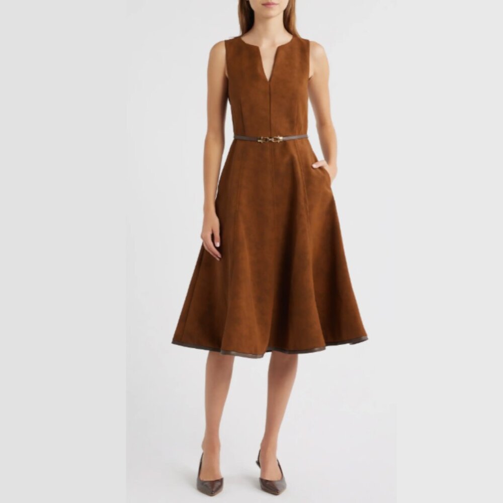 En Saison Faux Suede Midi Dress Small